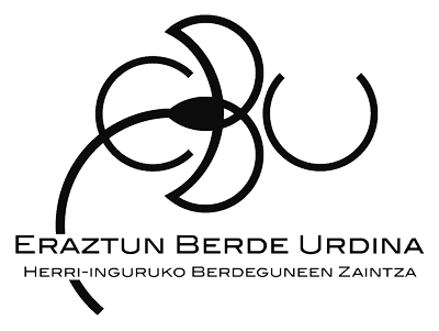 Eraztun Berde Urdina logotipoa zuri beltza